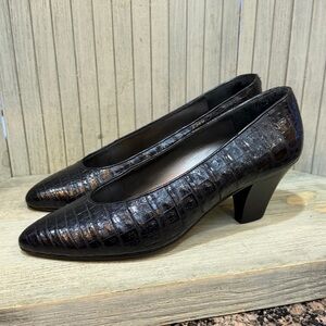 Campanile Via Condotti Elegant Black Leather Heels Made in Italy 38